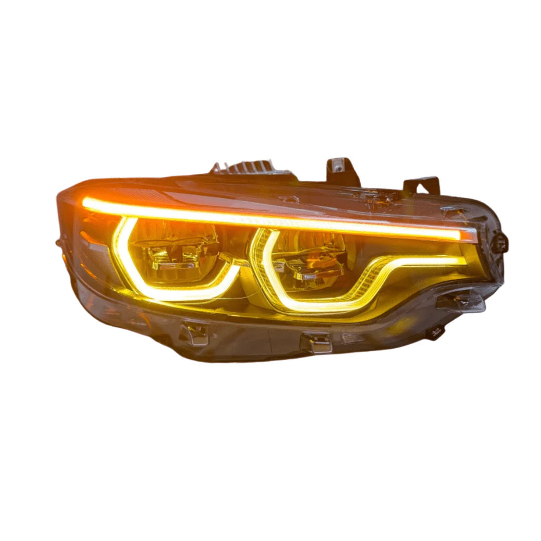 BMW M3/M4 F80/F82 headlight with yellow and white LED lights